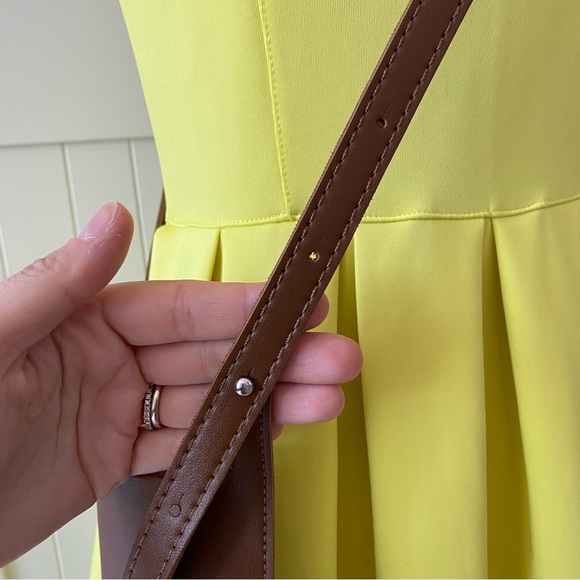 Crossbody Phone Pouch, Brown, Faux Leather, Adjustable, Minimalist, Mini Bag - Picture 5 of 7